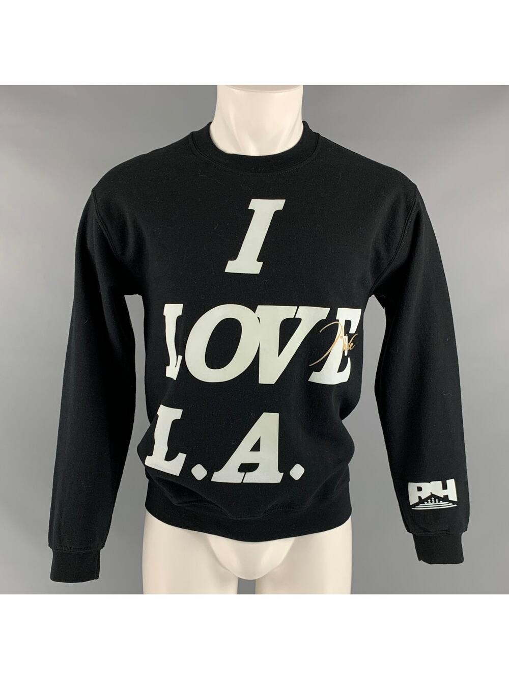 RHUDE Size XS Black White Graphic Cotton Crew-Neck Sweatshirt